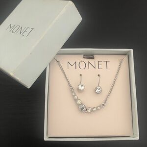 Monet rhinestone necklace and earrings set in box